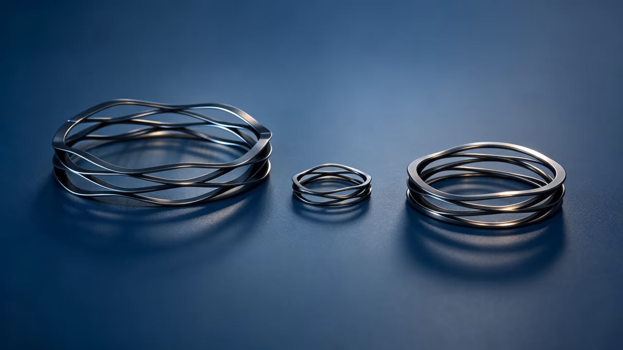 Custom Wave Springs | Single-Turn, Multi-Turn & Nested RFQ with blue industrial background